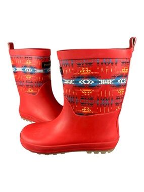 Pendleton Pilot Rock Mid Rain Boots Kids US 13/1 Red Rubber Waterproof